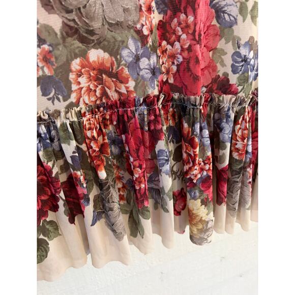 MOD Floral Peplum Top Medium Sheer Mesh Cottagecore Boho Romantic Blouse - Picture 4 of 6